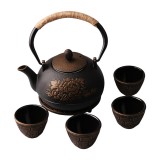 翻砂鐵壺+四個中鐵杯+墊叉包裝 定制茶具 定制logo