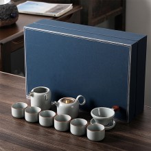 茶具套裝開(kāi)片汝窯10頭茶壺功夫茶具禮品logo家用辦公路寶陶瓷茶具