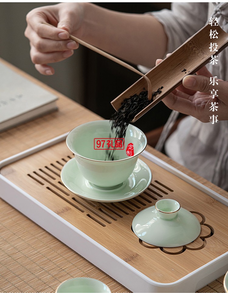 膠囊包雙側(cè)把壺旅行茶具套裝帶茶盤(pán)便攜式蓋碗陶瓷功夫茶具