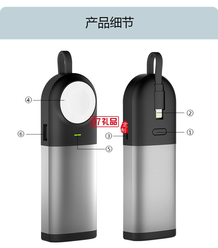 中國(guó)工商銀行定制 自帶線三合一無(wú)線充電寶 小巧便攜