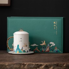 觀山羊脂玉瓷個(gè)人杯泡茶杯陶瓷杯子送客戶(hù)禮品定制