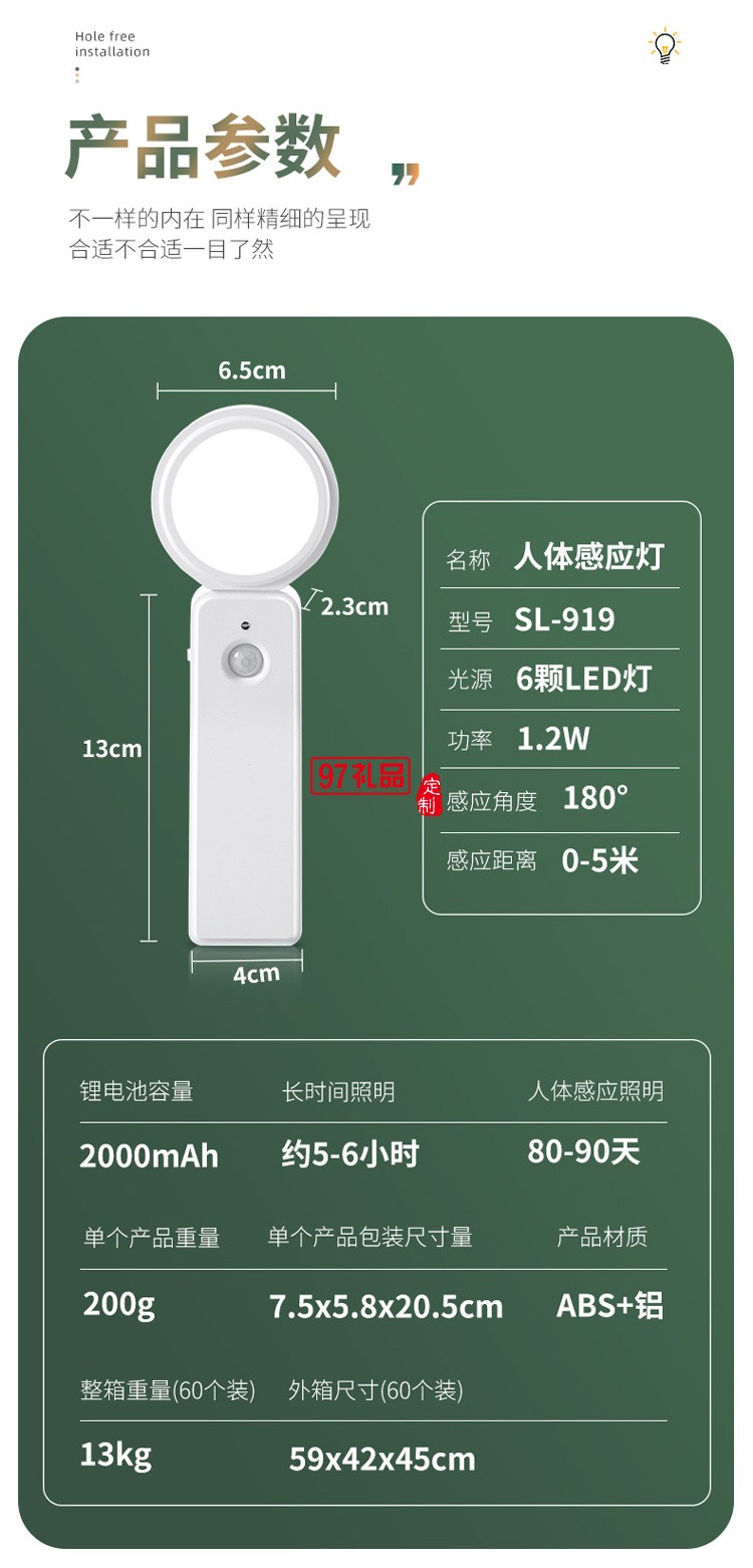 新品LED智能人體感應(yīng)燈小夜燈充電臺燈樓過道衣櫥臥室床頭燈