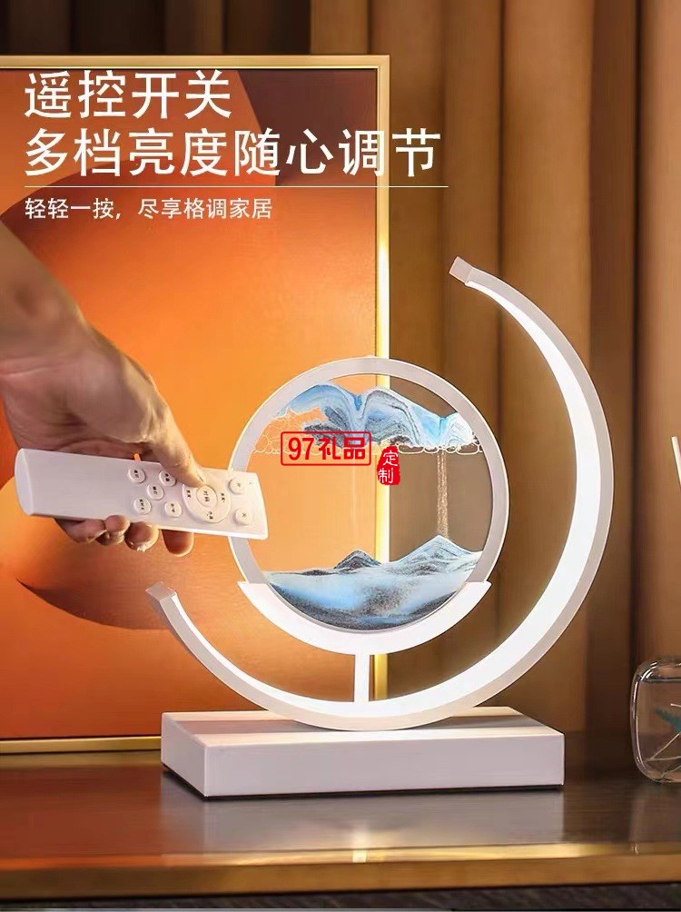 高檔沙漏擺件實(shí)木旋轉(zhuǎn)流沙畫3D客廳裝飾品擺件