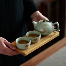 便攜式旅行茶具一壺兩杯戶外泡茶汝窯茶壺杯車(chē)載隨行套裝