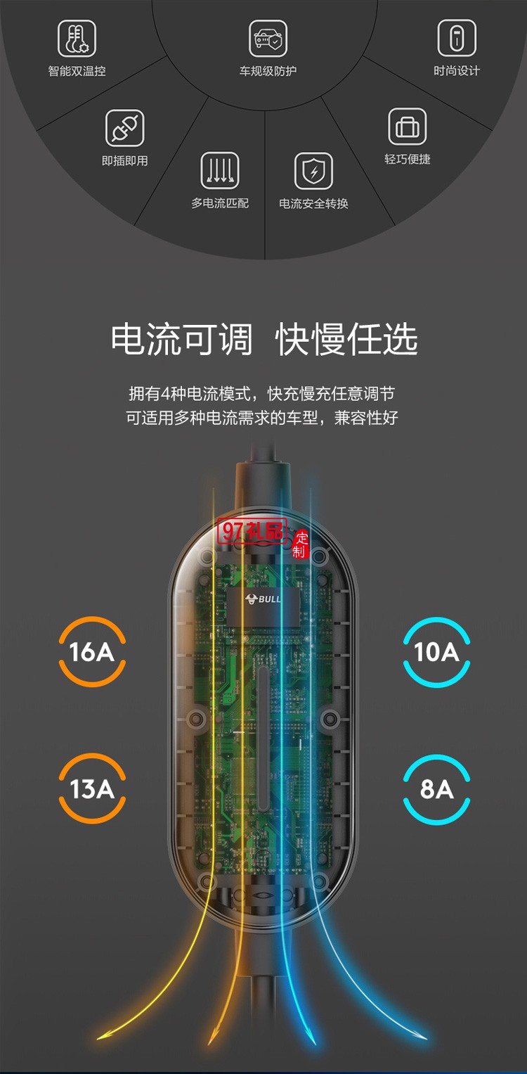 公牛充電槍電動汽車通用特斯拉充電器 D2-A16B定制公司廣告禮品